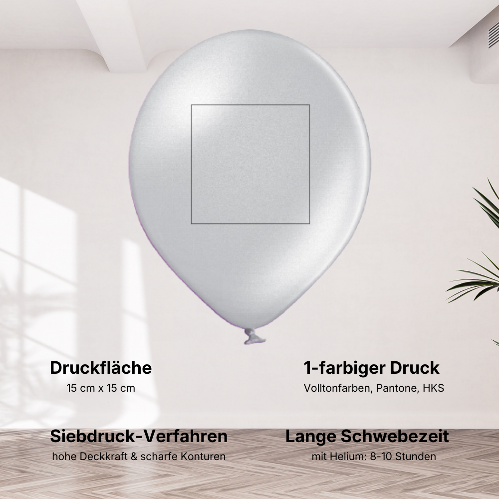 Latexballons Metallicfarben bedrucken (1-farbiger Druck)