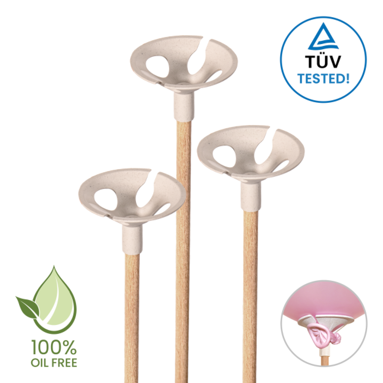 100 Balloon Sticks - Wood