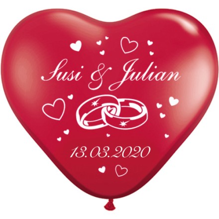 Herzballons bedrucken – Ringe mit Namen & Datum