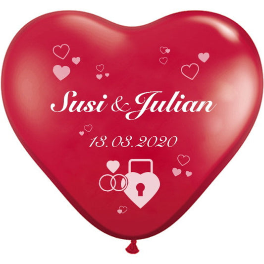 Herzballons bedrucken – Schloss mit Namen & Datum