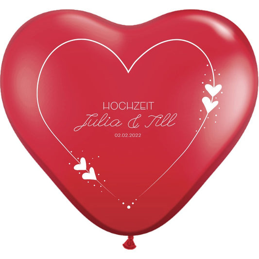 Herzballons bedrucken – Herzrahmen mit Namen & Datum
