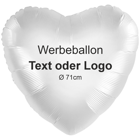 Folienballons bedrucken - Herz Satin Weiß - Ø 71cm